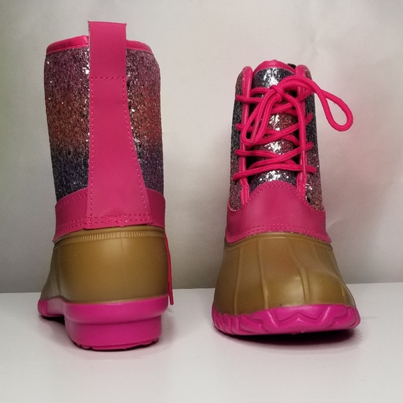 Big Girls Fabkids Girls Ombre Glitter Cozy Duck Boots Size 4 New - Picture 6 of 7
